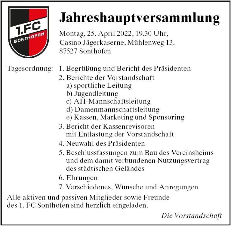 Read more about the article Jahreshauptversammlung