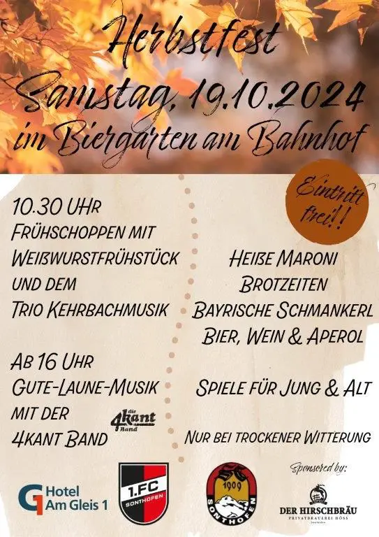 Mehr über den Artikel erfahren Herbstfest 19.10.